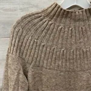 Anthropologie Ribbed Yoke Turtleneck Sweater in Taupe